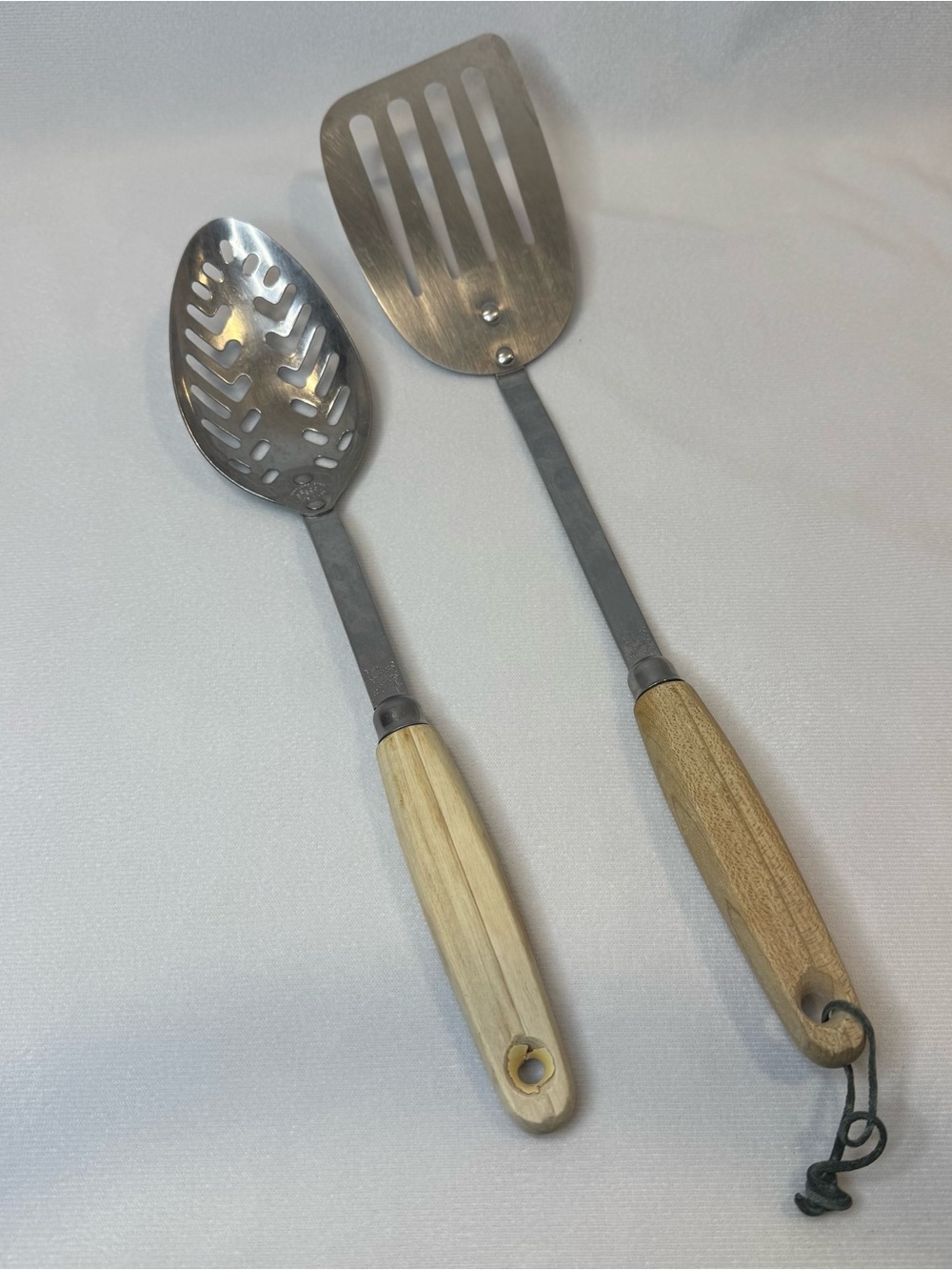 Vintage ECKO Wood Handle KITCHEN UTENSILS Slotted Spoon/Spatula